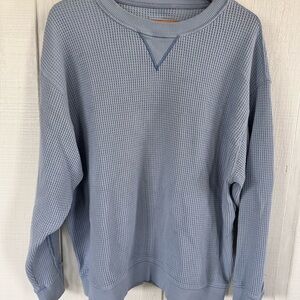 Aerie Women’s Waffle-Knit Crewneck Sweater - Light Baby Blue Oversized Baggy